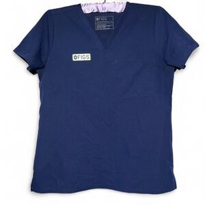 FIGS Womens Scrubs Top Dark Blue Size Medium Technical Collection V Neck Shirt